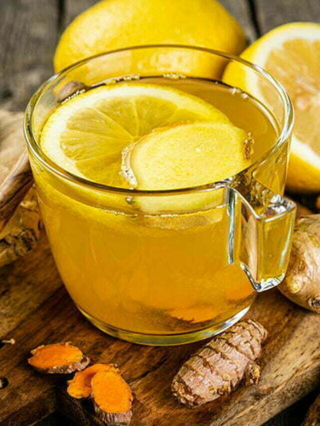 Fall immune system booster - ginger and turmeric tea and ingredients